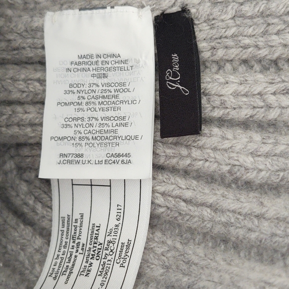 J Crew Gray Pom Pom Hat - Picture 2 of 6